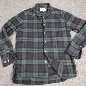 Lisboa Shirt L Green Blue Flannel Blackwatch Made in Portugal